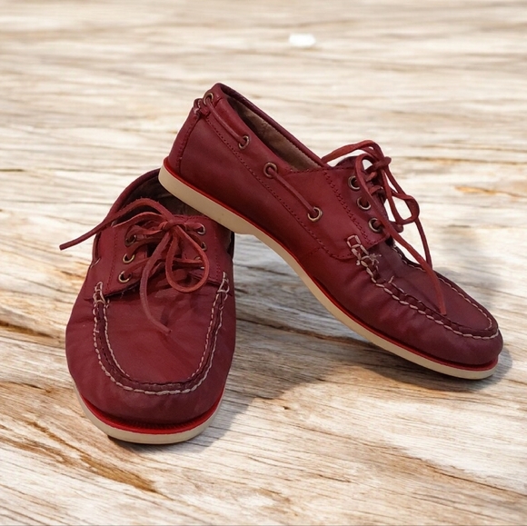 Polo Ralph Lauren Other - Polo Ralph Lauren Bienne II LU-BTS Mens Red Leather Boat Loafer Shoes Sizs 8.5 D
